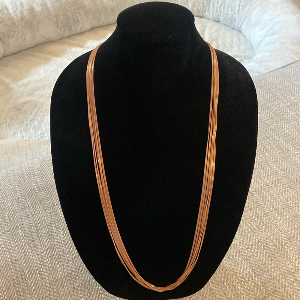 36 inch rose gold 5 strand 36 inch long fashion necklace.